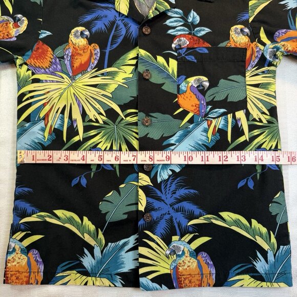 Vintage RJC Parrot Print YOUTH Sz 8 Button Up Hawaiian Tropical Shirt Made USA - Picture 6 of 11
